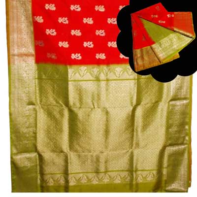 "Exclusive Red color Venkatagiri pattu Saree - SLSM-13 (ED) - Click here to View more details about this Product